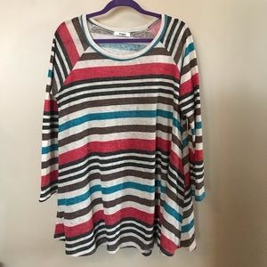 Eloges striped tunic top, hidden pockets, XL
